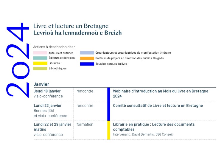 Calendrier 2024 des rendez-vous professionnels proposés pas Livre et  lecture en Bretagne